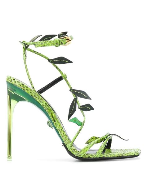 versace green leaf heels|More.